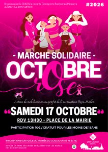 Saint-Laurent Médoc affiche marche solidaire OCTOBRE ROSE édition 2026 - Fil Rose Médoc challenge