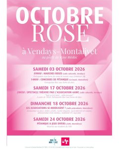 affiche programme octobre Rose Vendays - Montalivet Fil Rose Médoc Challenge