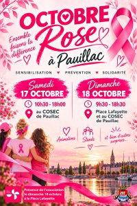 Affiche Octobre Rose Pauillac 2026 Fil Rose Médoc Challenge