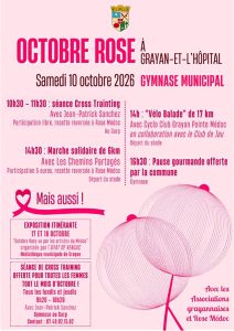 Affiche octobre Rose à Grayan et l'Hôpital Fil Rose Médc Challenge